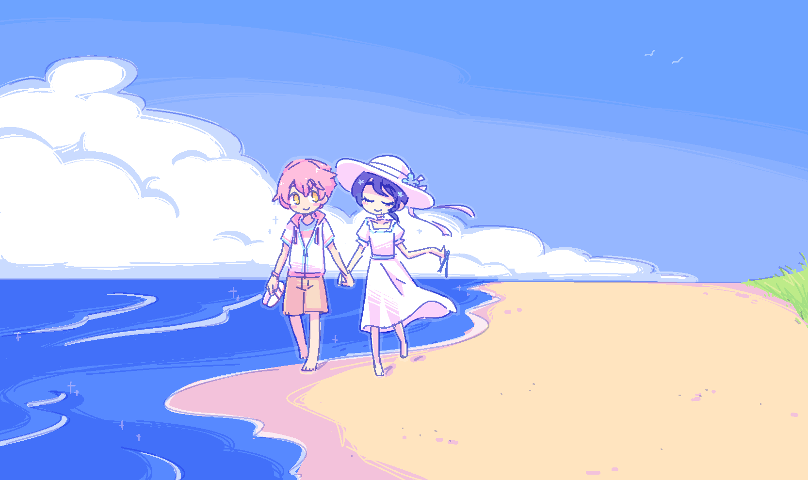 periwinkle and pastille at the beach